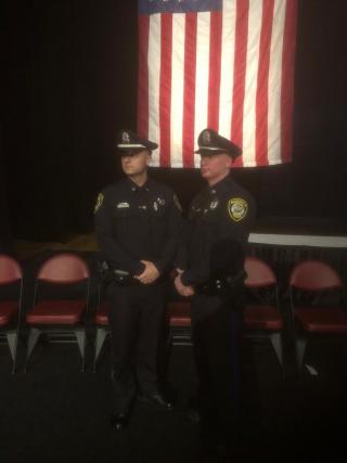 Officers Hembrough and Malone at the Lowell Police Academy Graduation.
